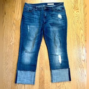 Pilcro and the Letterpress Hyphen cuffed distressed cropped Jean size 30